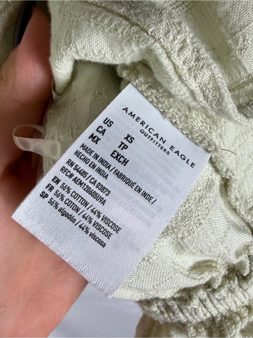 American Eagle XS One Shoulder Ruffle Textured Boho Top Cream - Picture 4 of 6